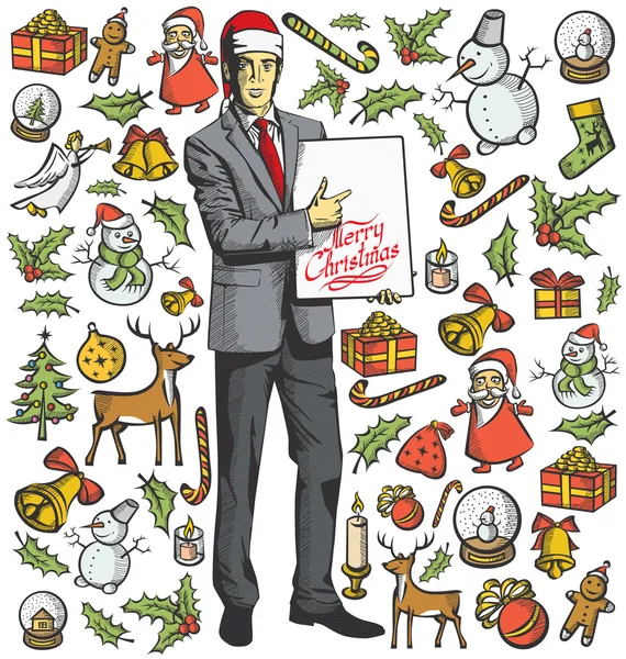 Carte de Noël avec homme — Image vectorielle