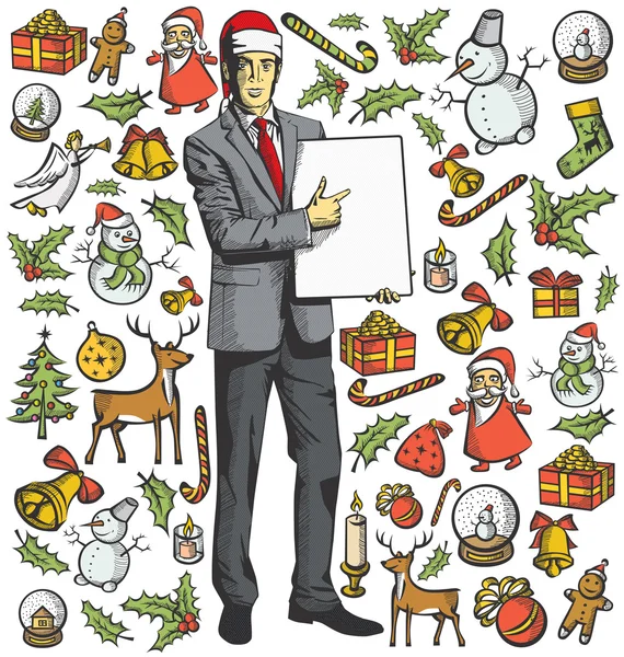 Carte de Noël avec homme — Image vectorielle