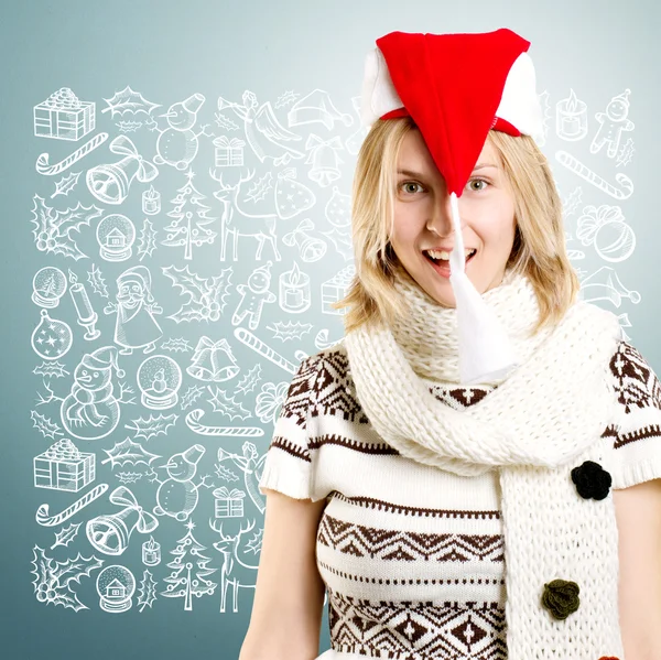 Mujer esperando la Navidad — Foto de Stock