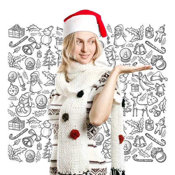 Donna in attesa di Natale — Foto Stock