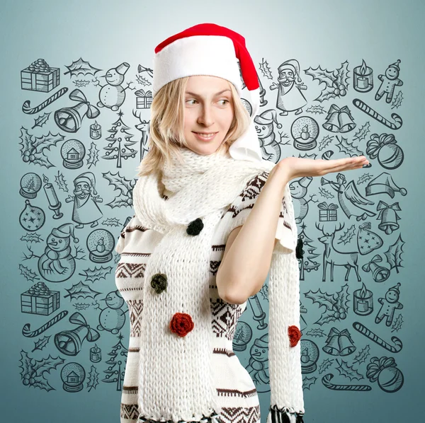 Frau wartet auf Weihnachten — Stockfoto