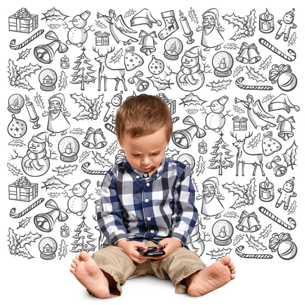 Little Boy Looking For Christmas Gifts — Stock Photo, Image