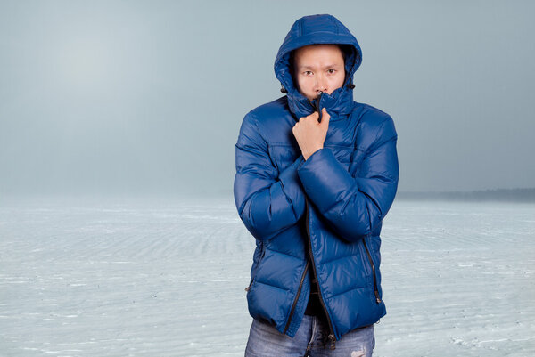 Asian Man in Down Padded Coat