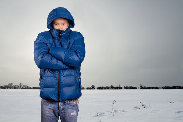 Asian Man in Down Padded Coat
