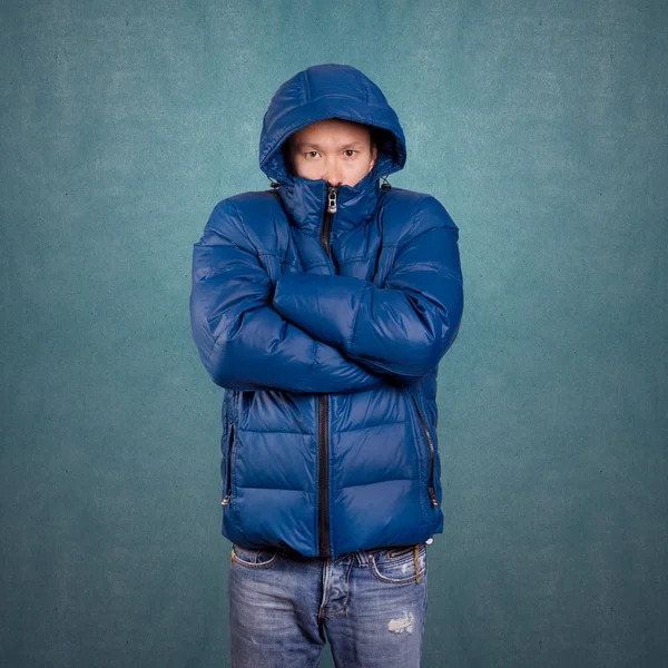 Asian Man in Down Padded Coat — Stock Photo, Image