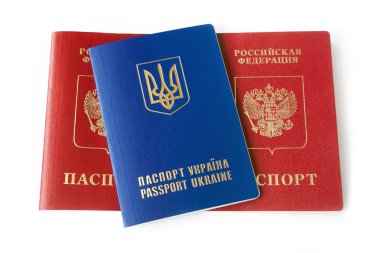 Ukrainian and Russian ID passports clipart