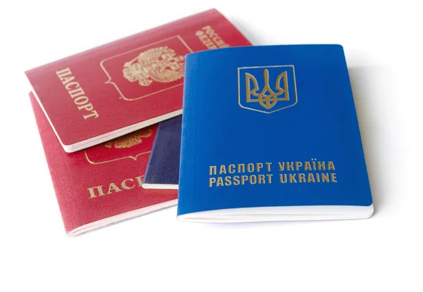 Ukrainian and Russian ID passports — Stock Photo, Image