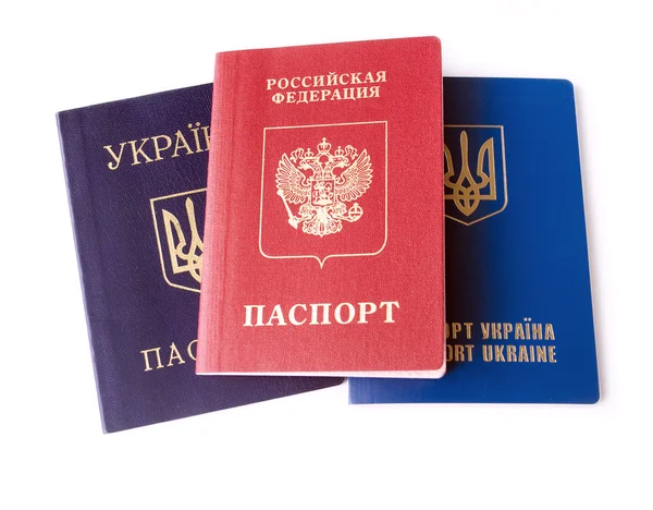 Passeports ukrainiens et russes — Photo
