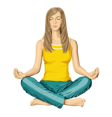 Lotus pozunda meditasyon yapan kadın.