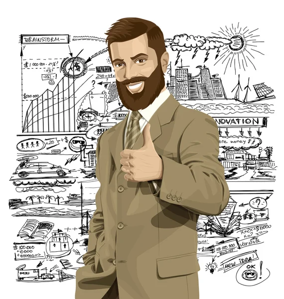 Business Man  Shows Well Done — Stock Vector