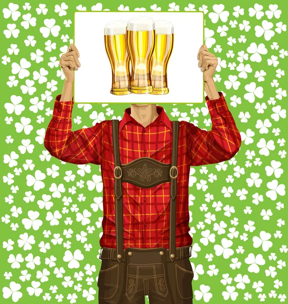 Man With Write Board On St Patricks Day — Stock Vector