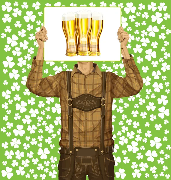 Man With Write Board On St Patricks Day — Stock Vector