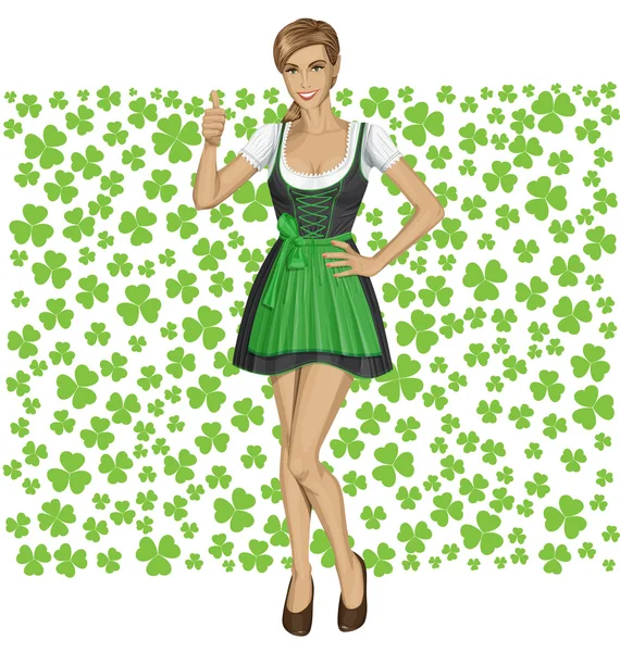 Mujer en el día de San Patricio — Vector de stock