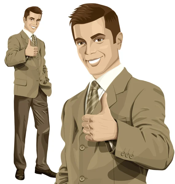 Business Man Shows Well Done — Stock Vector