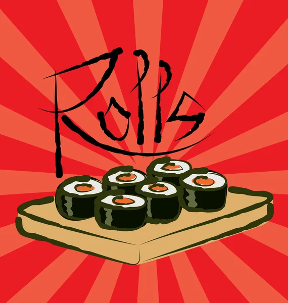 Sushi Rolls med indskrift – Stock-vektor