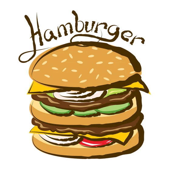 Grote Hamburger met inscriptie — Stockvector