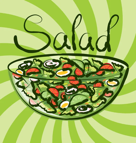 Green salad with inscription — 图库矢量图片