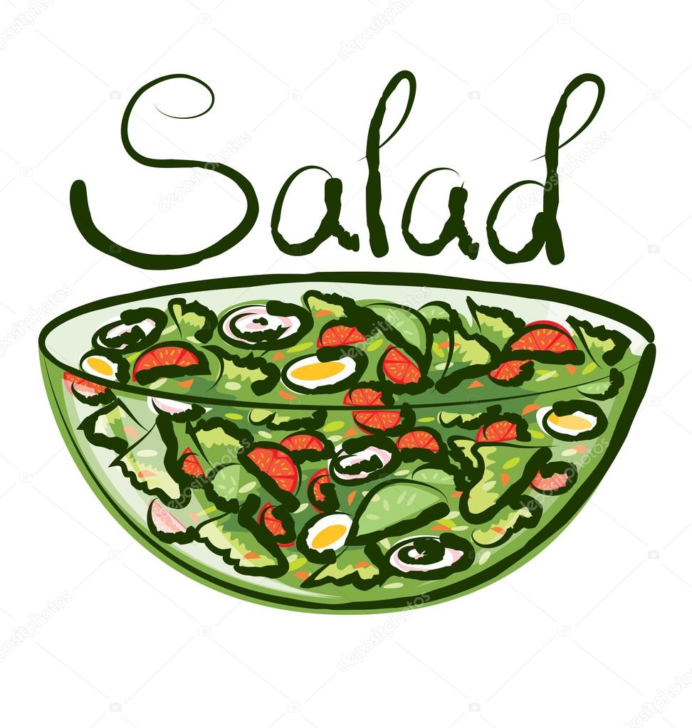 Green salad with inscription