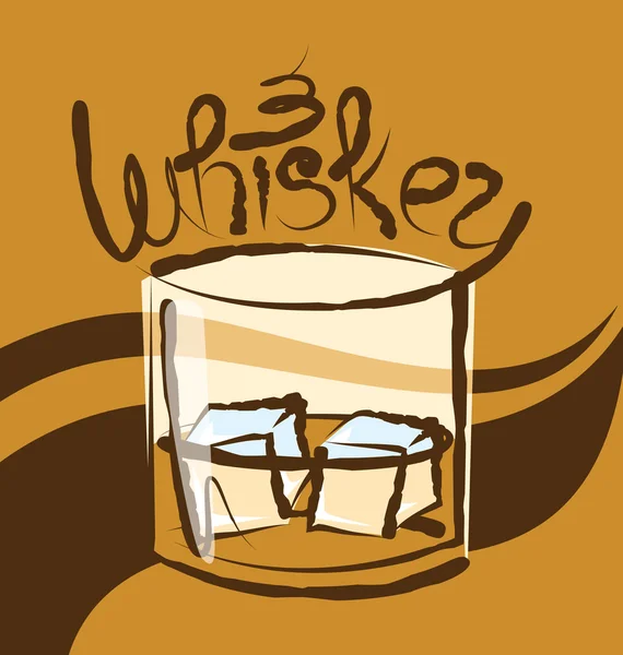 Vaso de whisky con hielo — Vector de stock