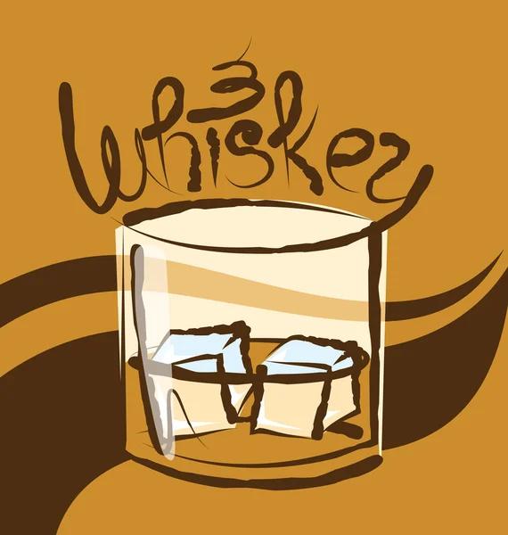 Glass of whiskey with ice — Stock Vector