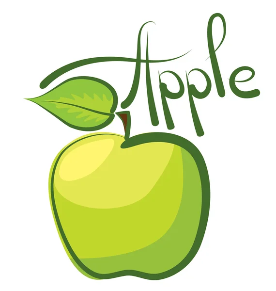 Manzana con inscripción caligráfica — Vector de stock