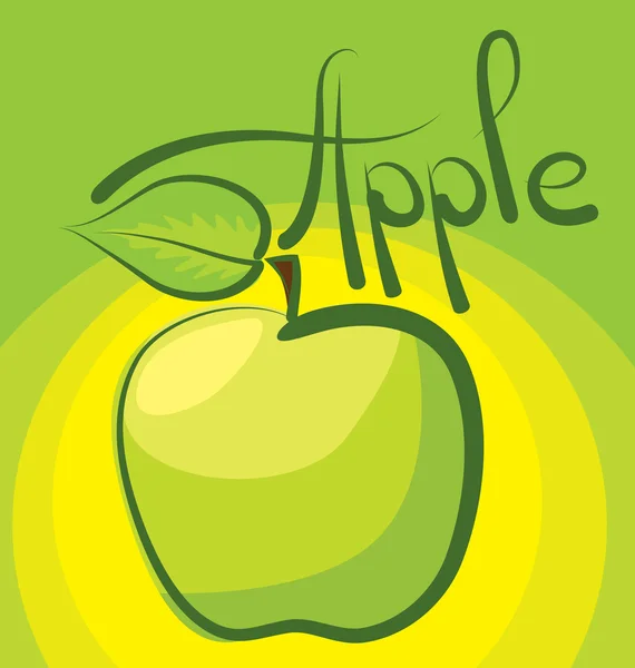 Manzana verde con inscripción caligráfica — Vector de stock