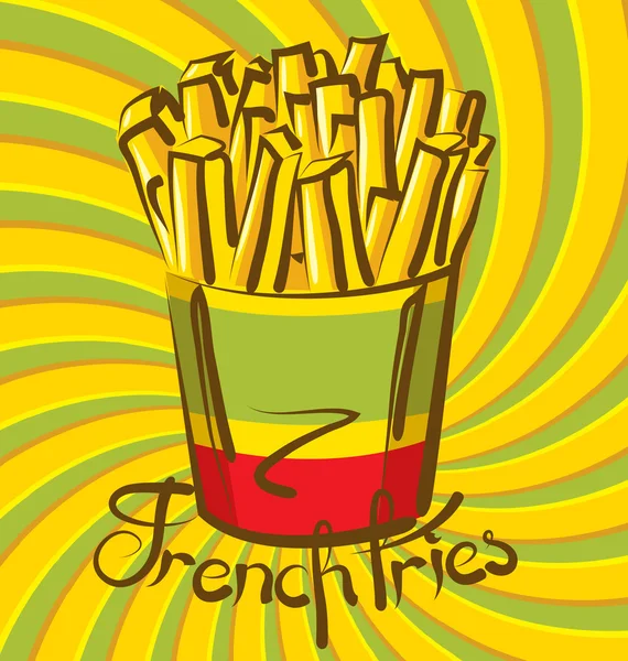 Franse frietjes met inscriptie — Stockvector