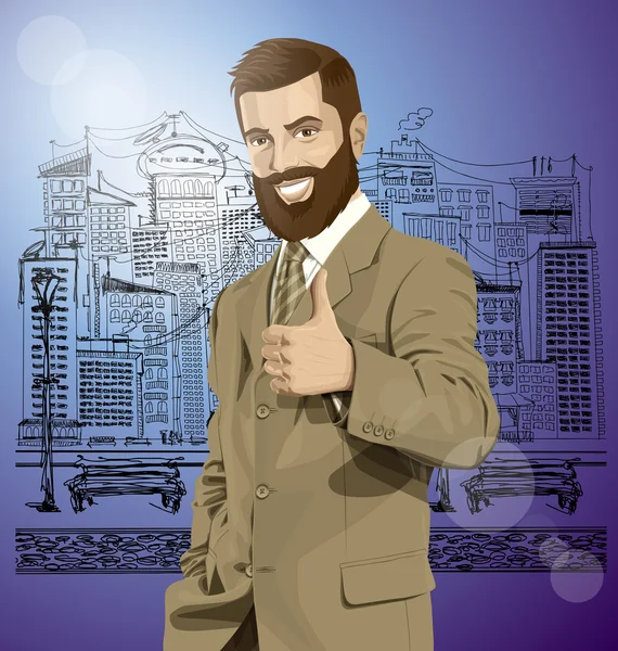 Uomo d'affari con barba — Vettoriale Stock