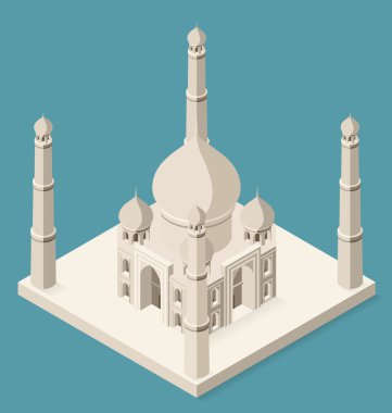 Düz izometrik Taj Mahal