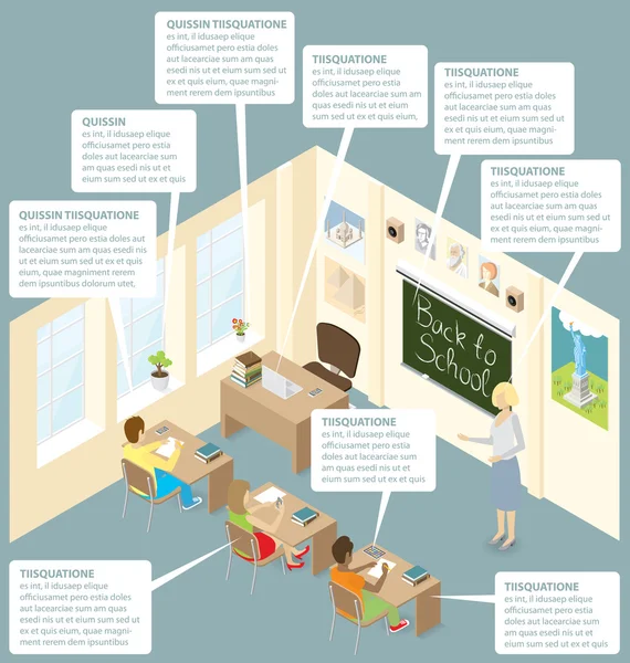 Piso isométrico con concepto de educación — Archivo Imágenes Vectoriales