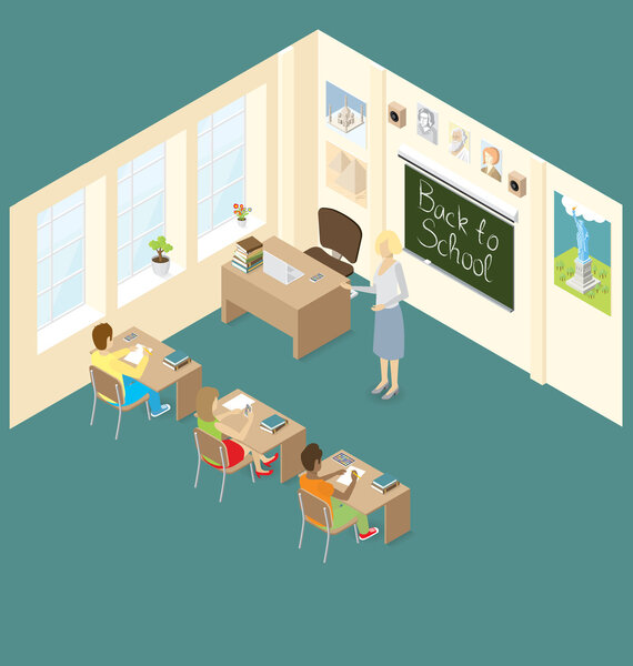 Flat Isometric With Education Concept