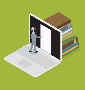 Başlangıç konsepti ile 3D düz izometrik