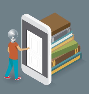 Eğitim konsepti ile 3D düz izometrik