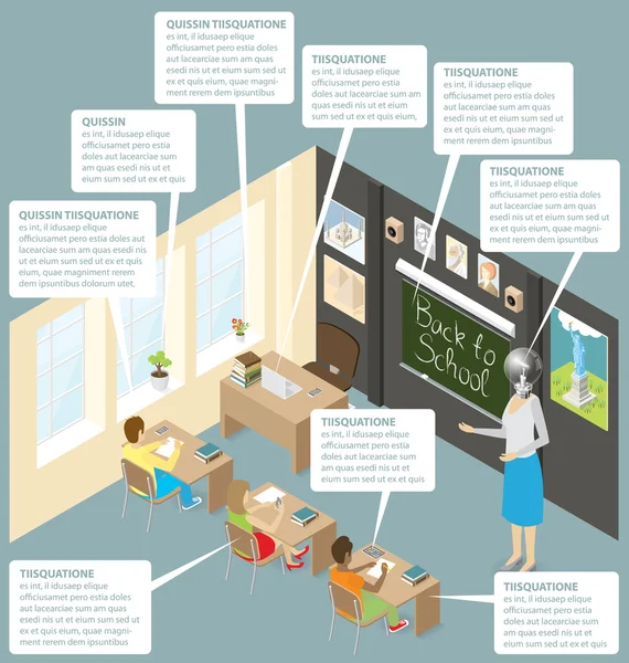 3D platte isometrisch met onderwijs Concept — Stockvector