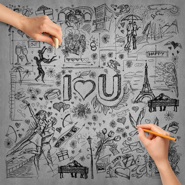 Idee Liebe Hintergrund Skizze — Stockfoto