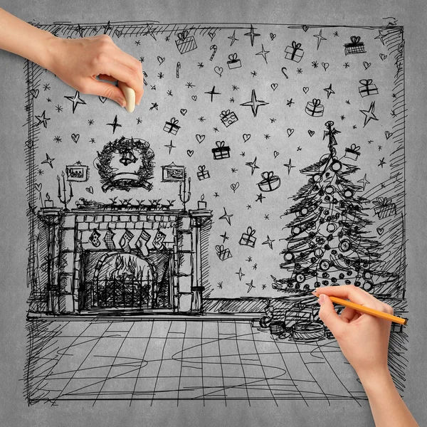 Idea Christmas background sketch — Stock Photo, Image