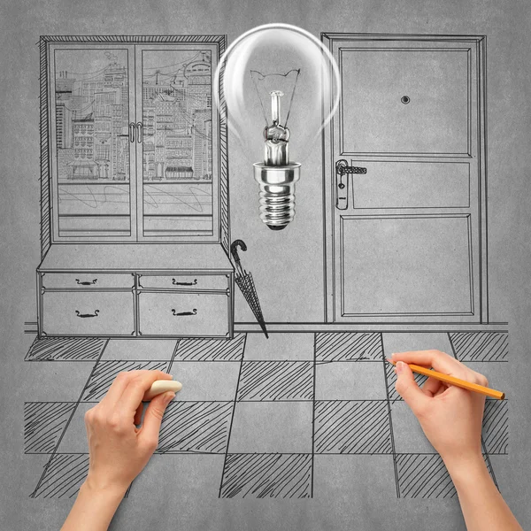 Idea interior background with lamp — Stock Photo, Image