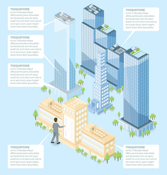 Edificio de oficinas isométrico plano — Archivo Imágenes Vectoriales