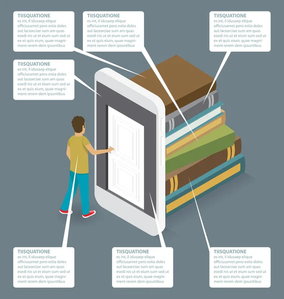 Platte isometrisch met onderwijs Concept — Stockvector