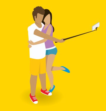 Çift selfie çekiyor.