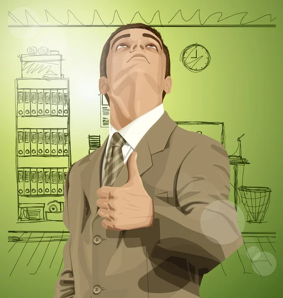 Hombre de negocios haciendo gestos pulgar hacia arriba — Vector de stock