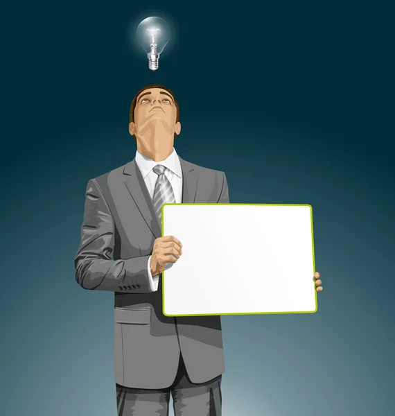 Businessman holding blank board — Stock Vector