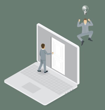 Fikir kavramı lamba kafa adam ile