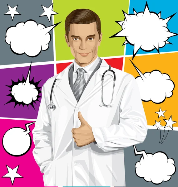 Doctor gesturing thumb up — Stock Vector