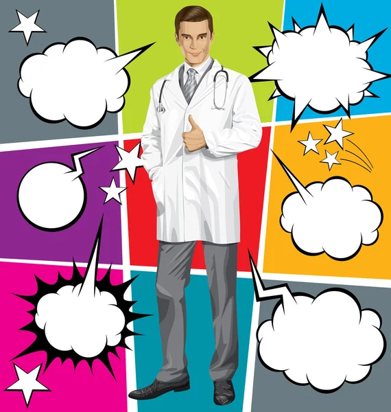 Doctor gesturing thumb up — Stock Vector