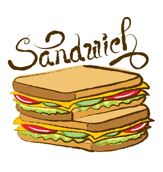 Fast food, sandviç — Stok Vektör