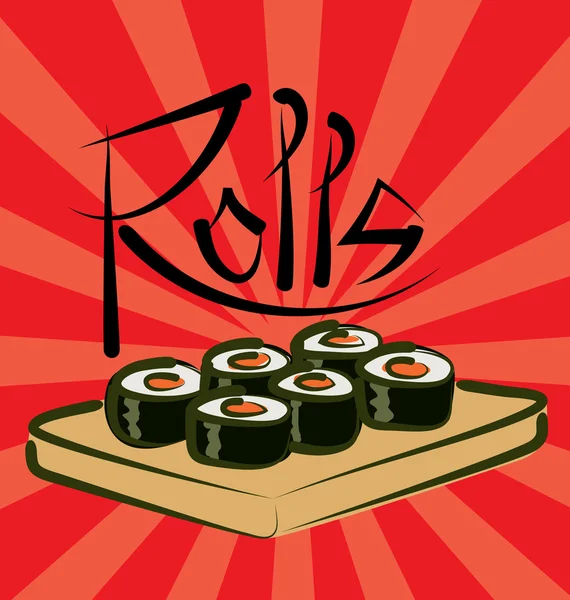 Asian sushi rolls — Stock Vector