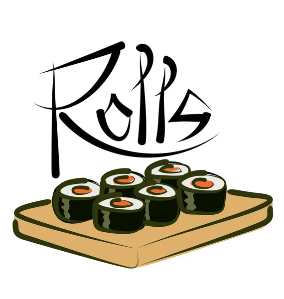 Rollos de sushi asiáticos — Vector de stock