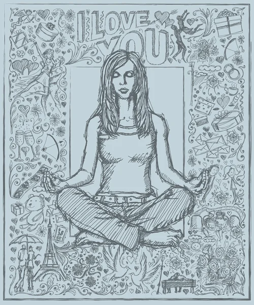 Žena v lotus pose — Stockový vektor