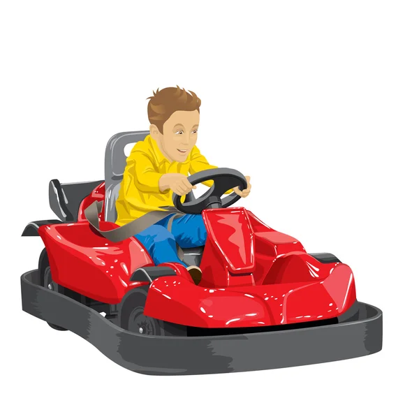 Happy Boy driving kart — Stock Vector